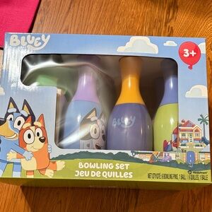 Bluey Kids Bowling Set - Purple, Yellow & Green Pins- new in box